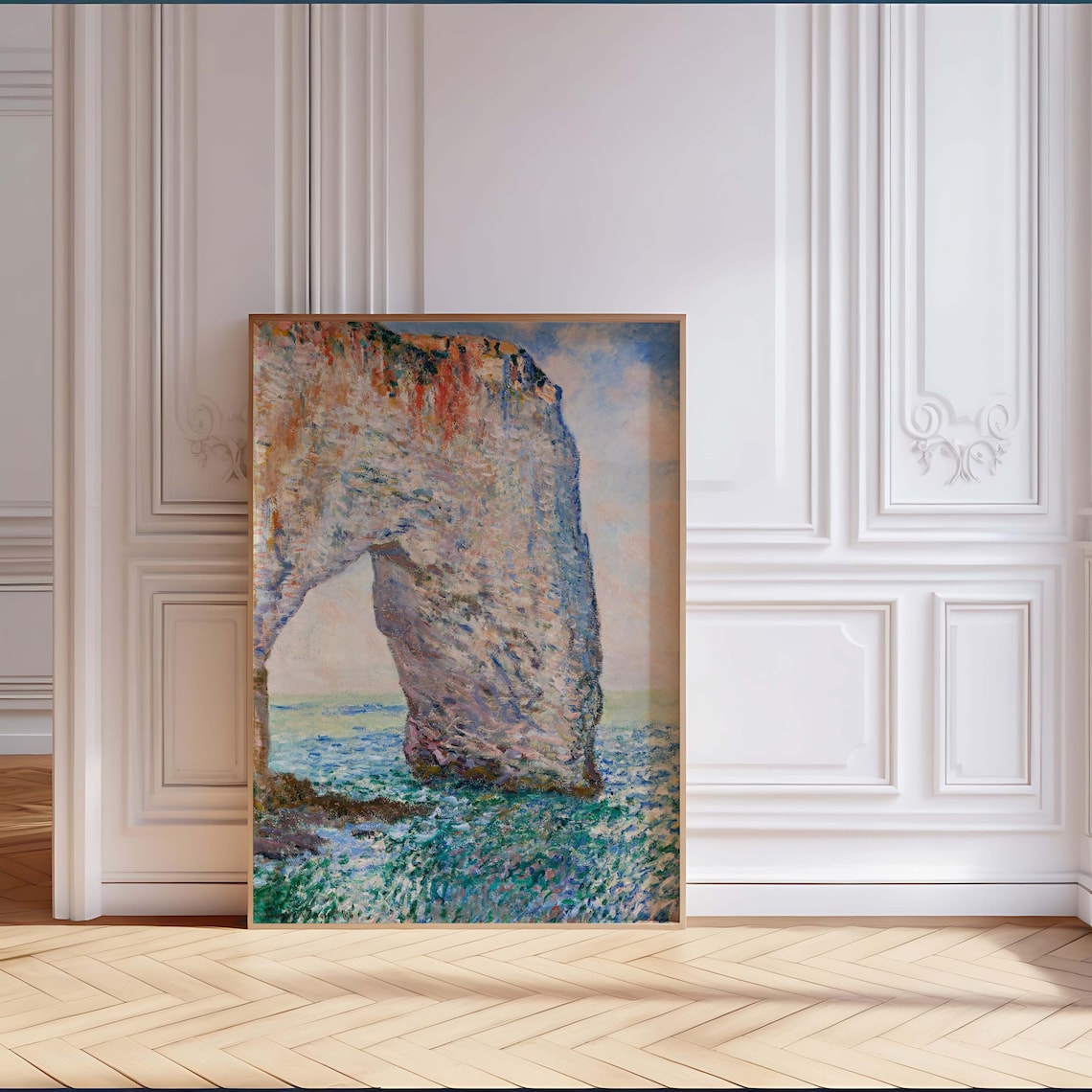 Claude Monet Impressionist Ocean Painting, Vintage French Landscape - Image 5