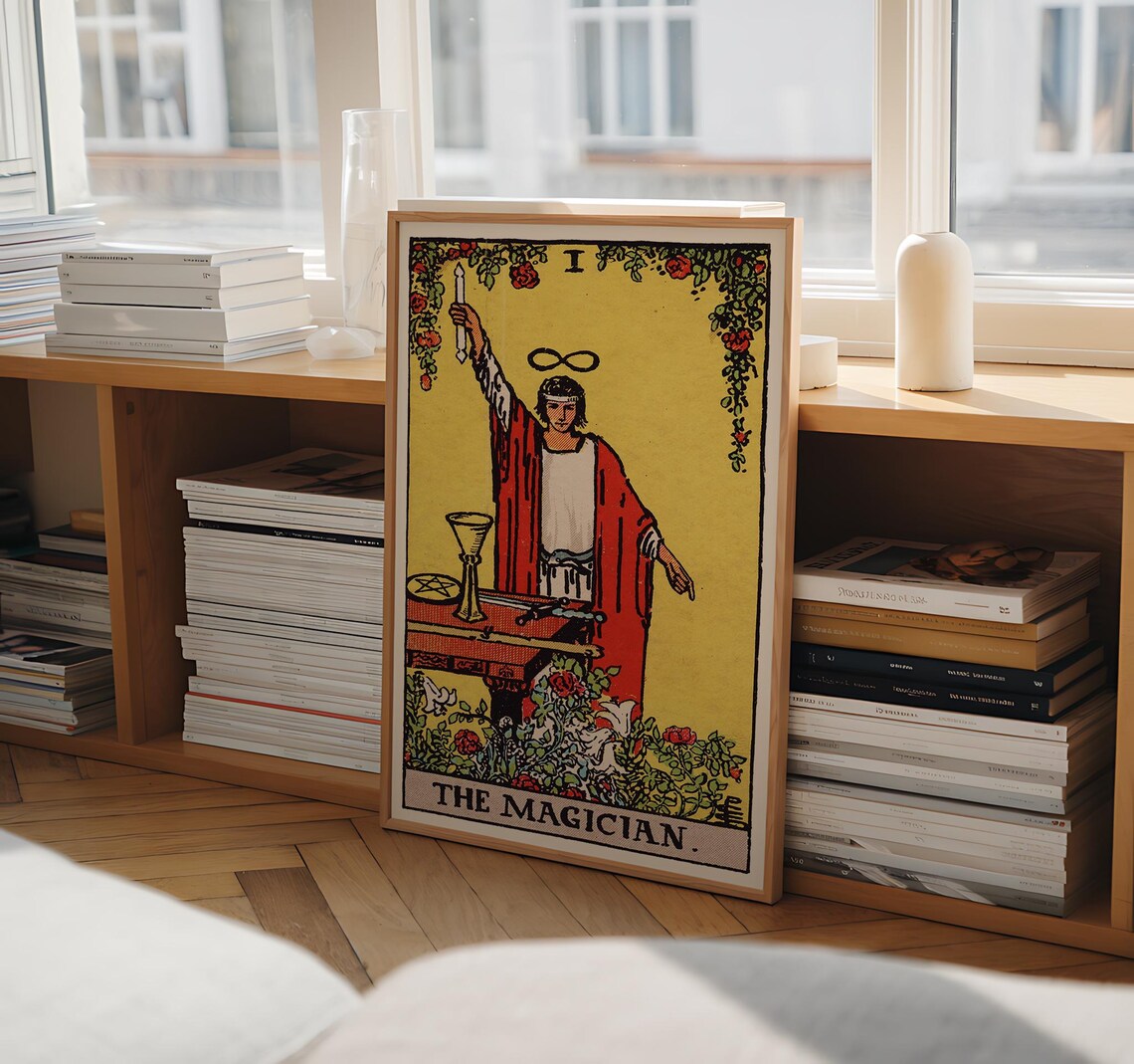 The Magician Rider Waite Tarot Card Red Robe Vintage Occult Mystical Art Poster - Image 2