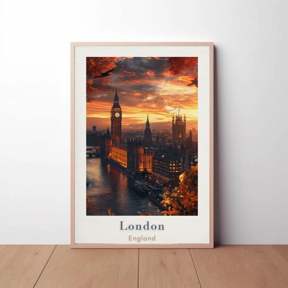 London Travel Poster Big Ben Houses Of Parliament Europe Art
