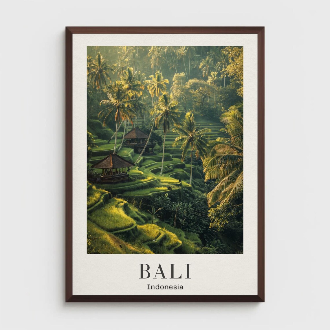 Bali Indonesia Rice Terraces Palm Trees Tropical Travel Poster