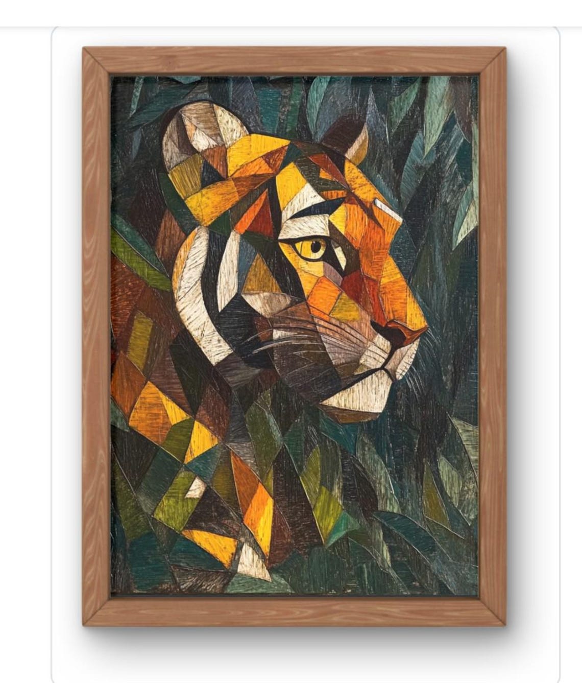 Geometric Tiger Face Warm Earth Tones Abstract Wild Wall Art