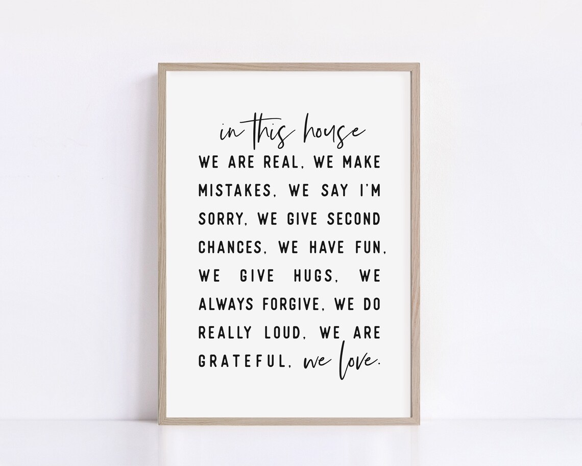 In This House Family Rules Quote Art Print - Image 2