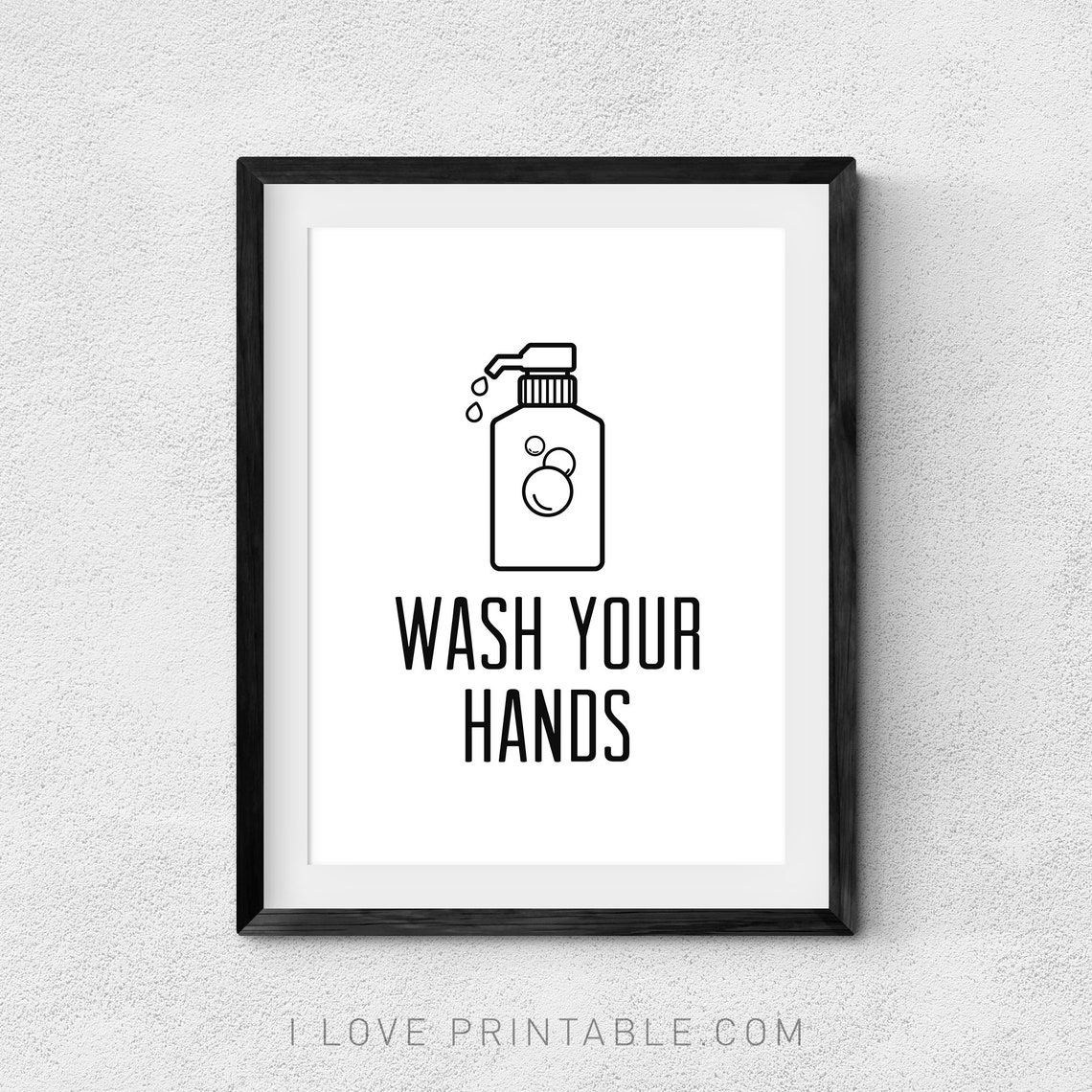 Wash Your Hands Soap Dispenser Icon Minimalist Bathroom Sign Poster - Image 2