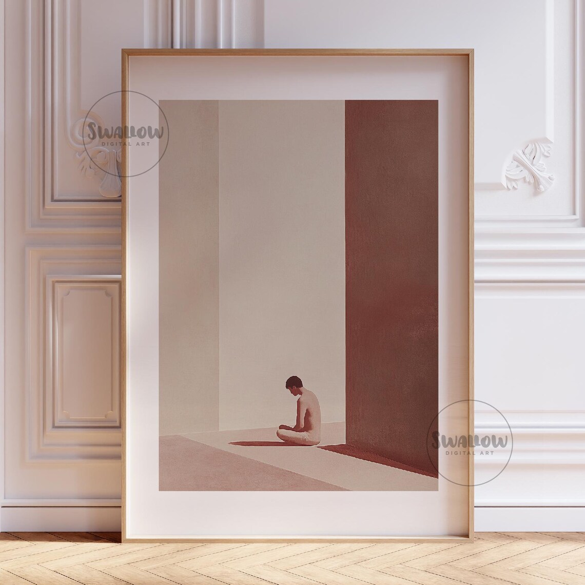 Solitude Themed Minimalist And Abstract Artwork Boho Home Decor Loneliness Themed Geometric Forms And Soft Earthy Tones - Image 4