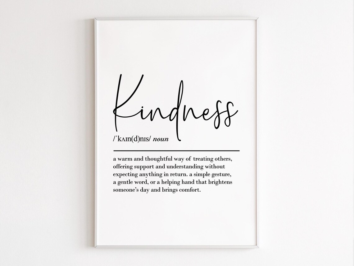 Kindness Definition Art Print, Social Work Gratitude