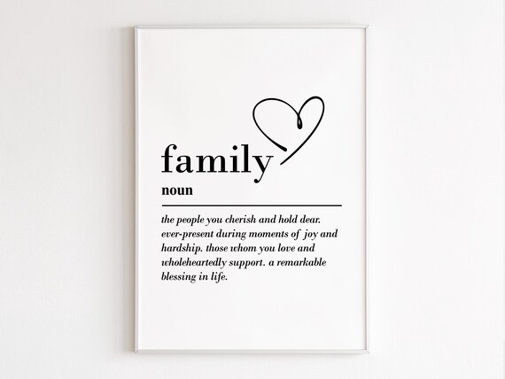 Family Definition Black Serif Heart Line Art Minimalist Wall Poster