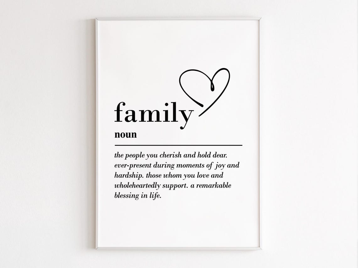 Family Definition Black Serif Heart Line Art Minimalist Wall Poster