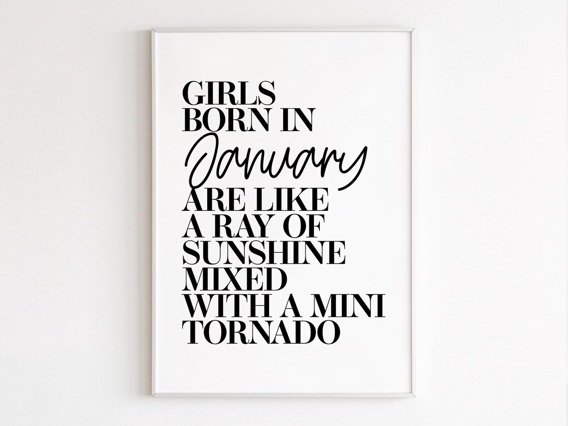 Girls Born In January Birthday Gift Wall Art Print
