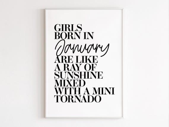 Girls Born In January Birthday Gift Wall Art Print