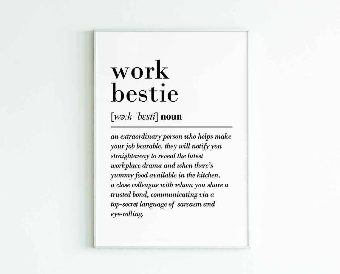 Work Bestie Definition Art Print, Coworker Gift