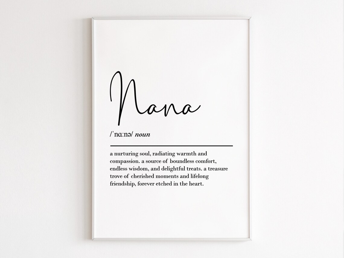 Nana Definition Dictionary Style Typography Gift Loving Keepsake Poster