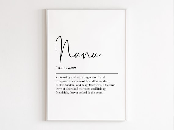 Nana Definition Dictionary Style Typography Gift Loving Keepsake Poster
