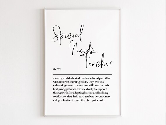 Special Needs Teacher Definition Appreciation Thank You Gift Poster