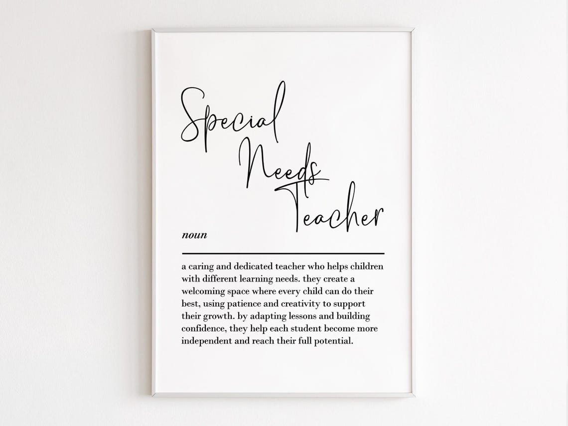 Special Needs Teacher Definition Appreciation Thank You Gift Poster