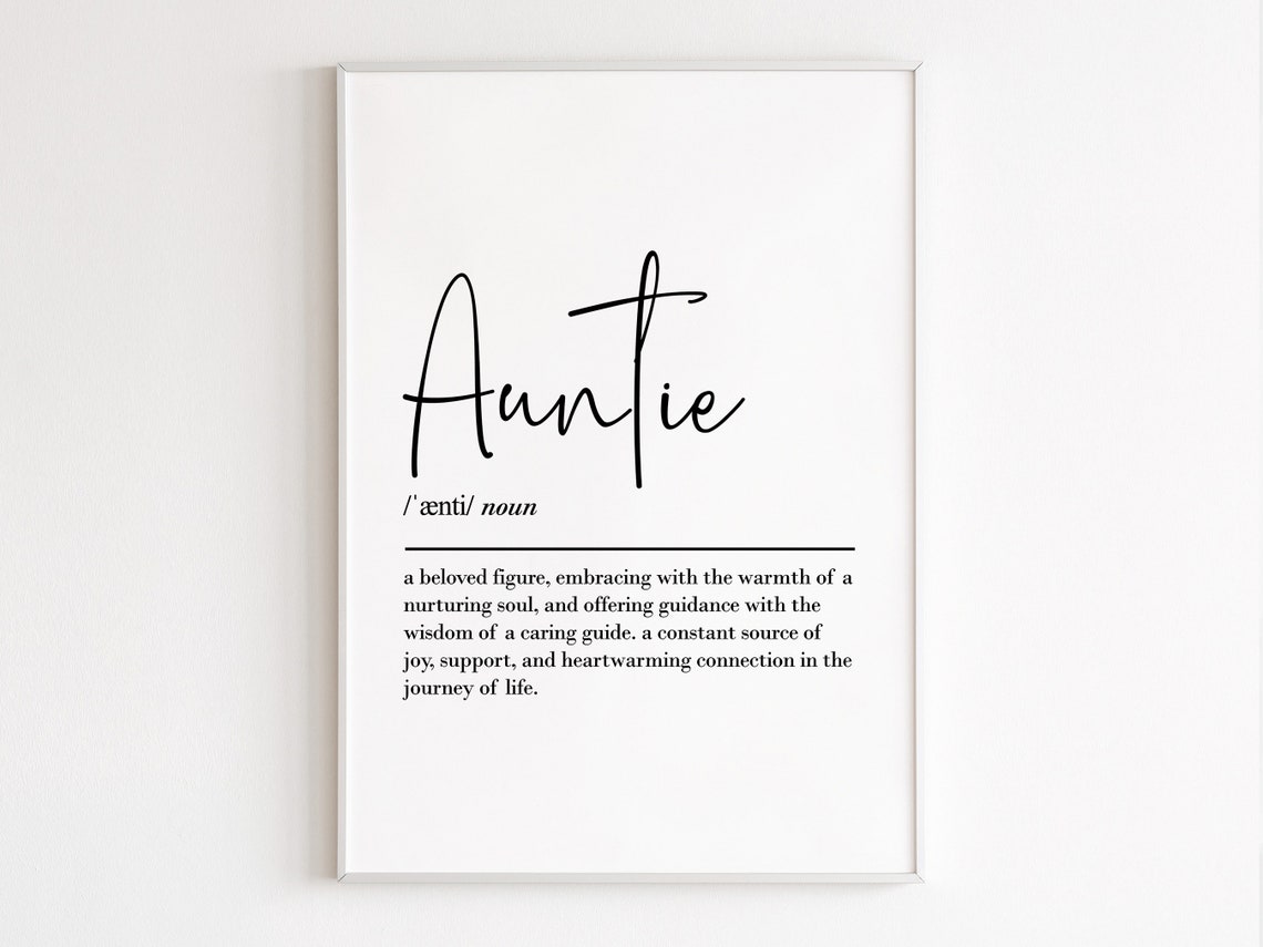 Auntie Definition Dictionary Style Minimalist Gift Typography Poster