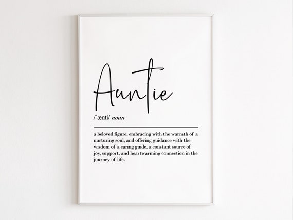 Auntie Definition Wall Art Auntie Gift Birthday Gift For Her Gift From Niece Gift From Nephew Auntie To Be