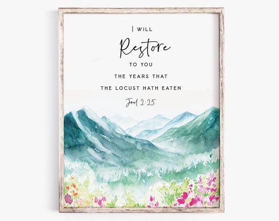 Joel 2:25 Watercolor Bible Verse Scripture Art Print