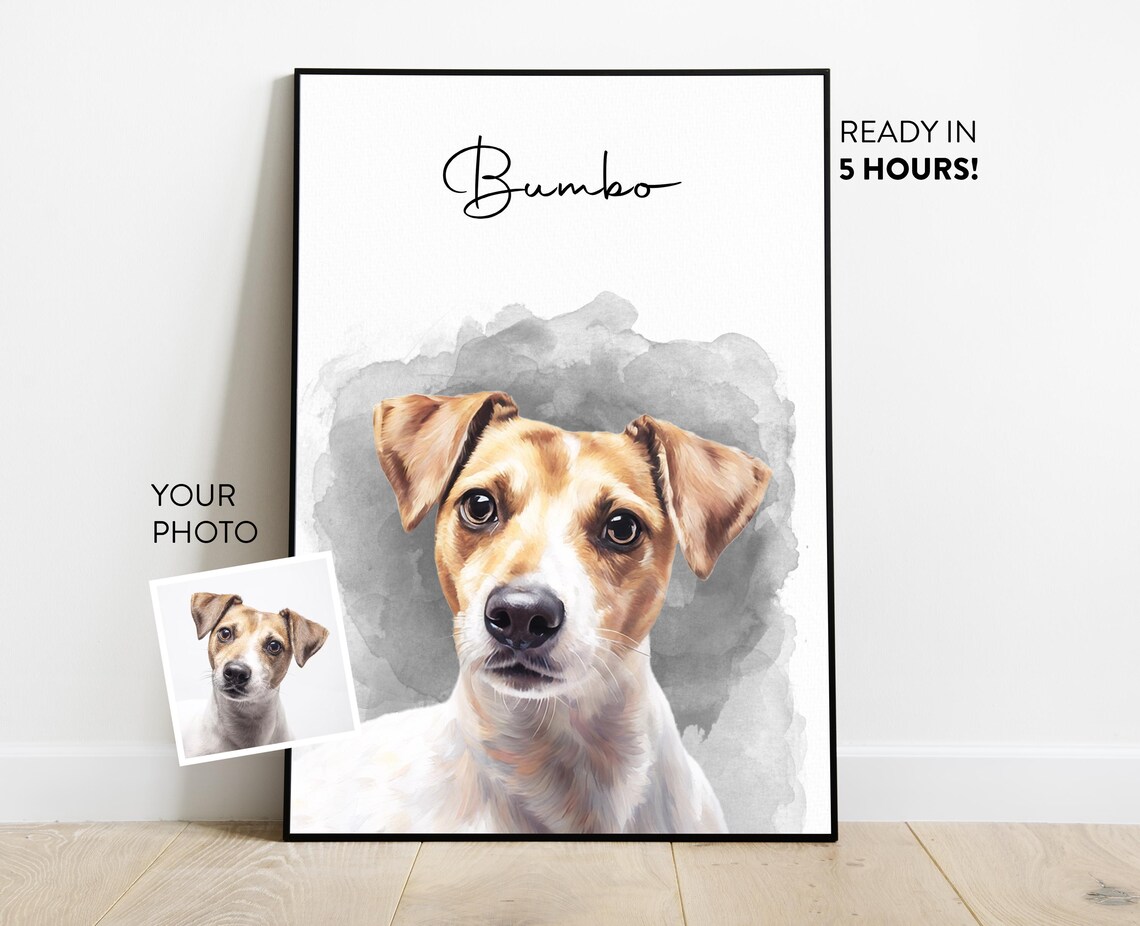 Watercolor Custom Pet Portrait, Gift For Her - Image 2