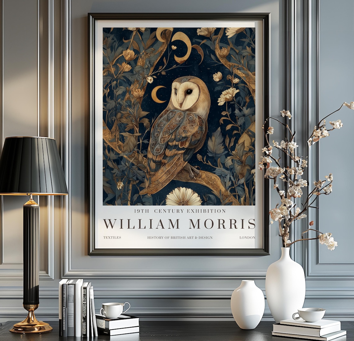 William Morris Owl Vintage Poster, Textiles Art Print