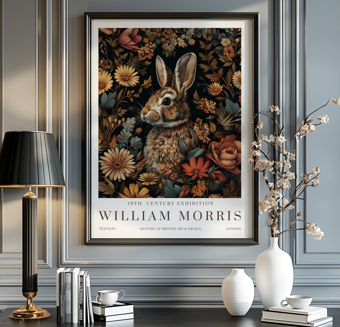 William Morris Print Exhibition Poster, Vintage Rabbit