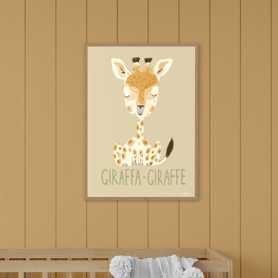 Cute Giraffe Baby Animal Nursery Educational Safari Wall Art Decor - Image 2