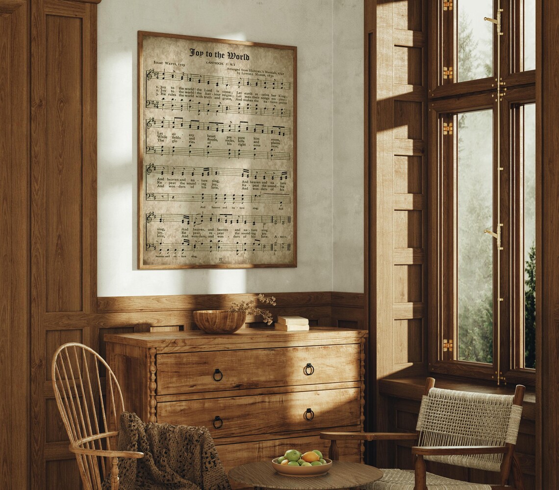 Joy to the World Vintage Christmas Carol Sheet Music Wall Art Poster - Image 3