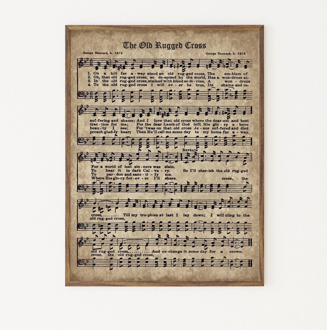 The Old Rugged Cross Vintage Christian Hymn Sheet Music Wall Art - Image 2