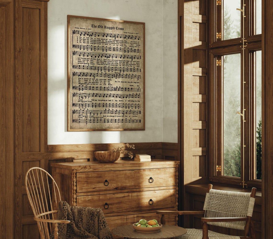 The Old Rugged Cross Vintage Christian Hymn Sheet Music Wall Art - Image 4