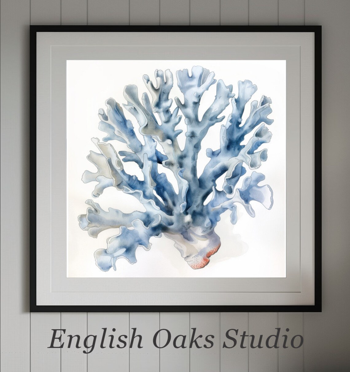 Blue Coral Beach Decor Print Nautical Decor Coral Painting