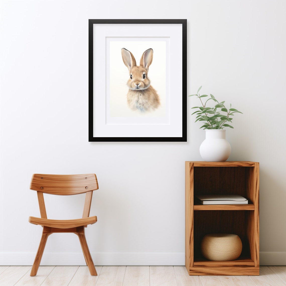 Brown Bunny Close Up Portrait Watercolor Easter Nursery Wall Art - Image 2