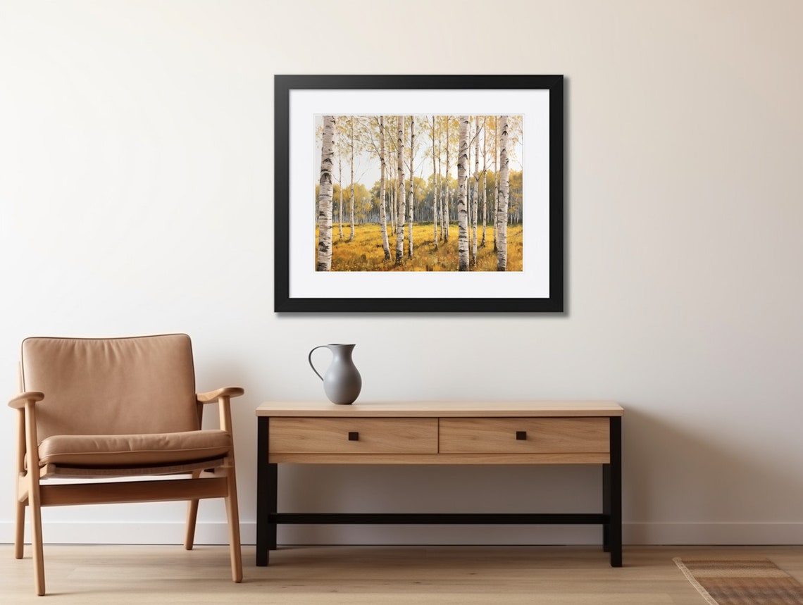 Dense Spring Birch Forest with Golden Yellow Foliage Nature Poster - Image 2