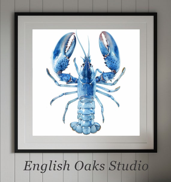 Ocean Blue Lobster Coastal Nautical Art Print