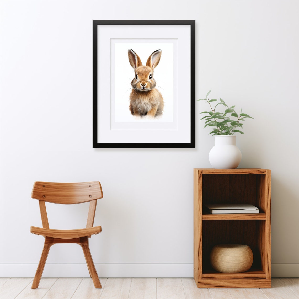 Baby Bunny Rabbit Portrait Realistic Watercolor Nursery Print - Image 2