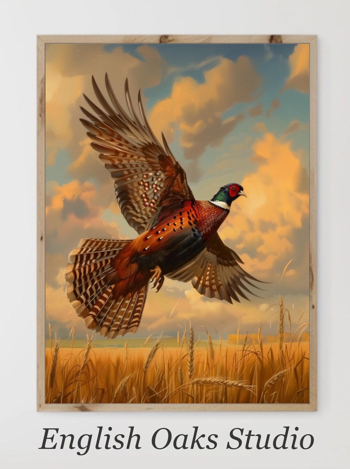 Vintage Neutral Flying Pheasant Art Print