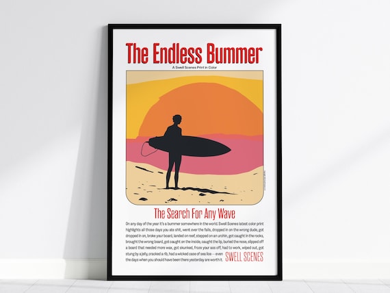 The Endless Bummer Funny Surf Art Sunset Silhouette Travel Poster