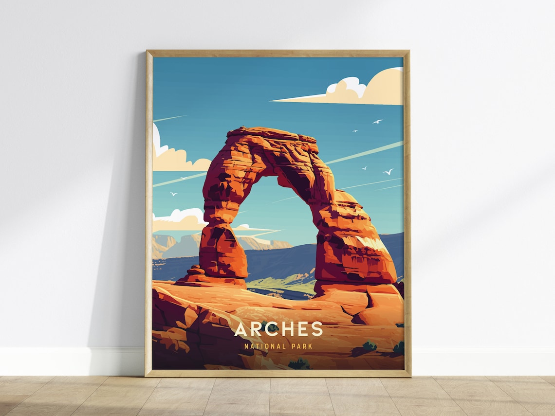 Arches National Park Travel Poster, Utah Desert Landscape