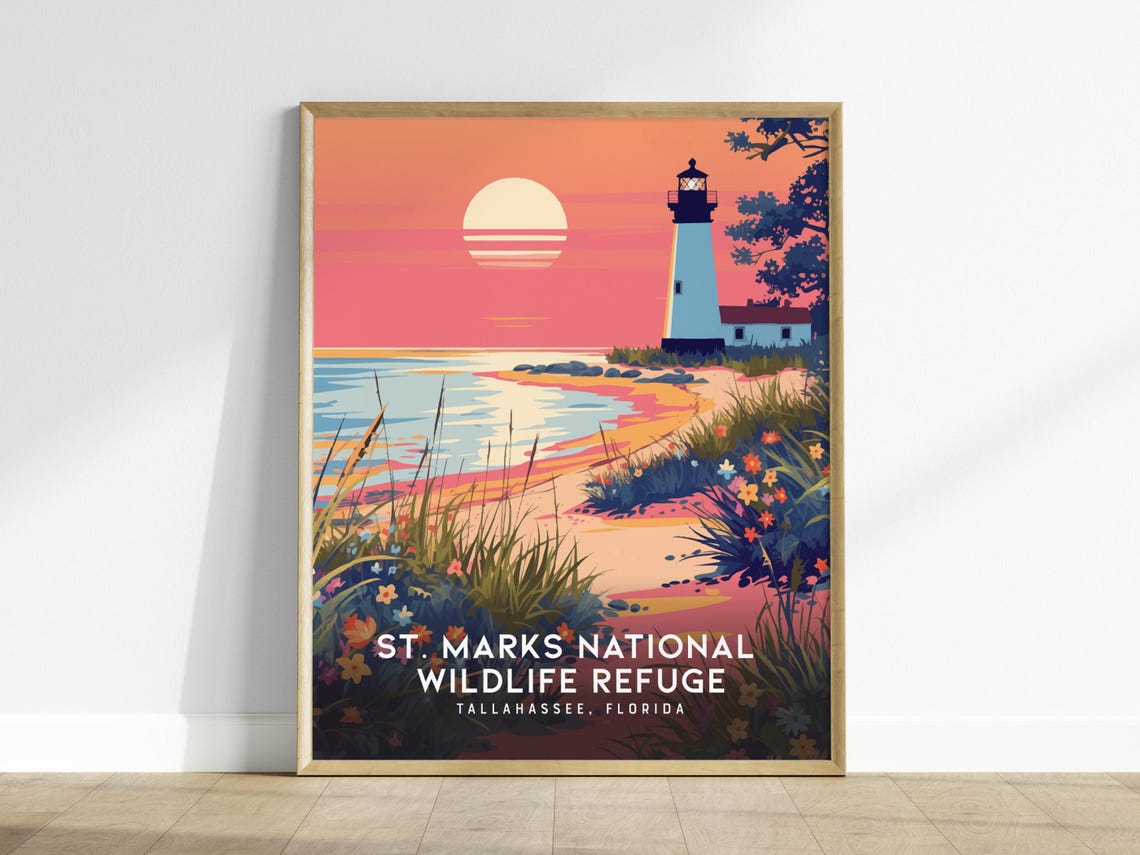 Saint Marks Lighthouse Tallahassee Florida Sunset Coast Poster