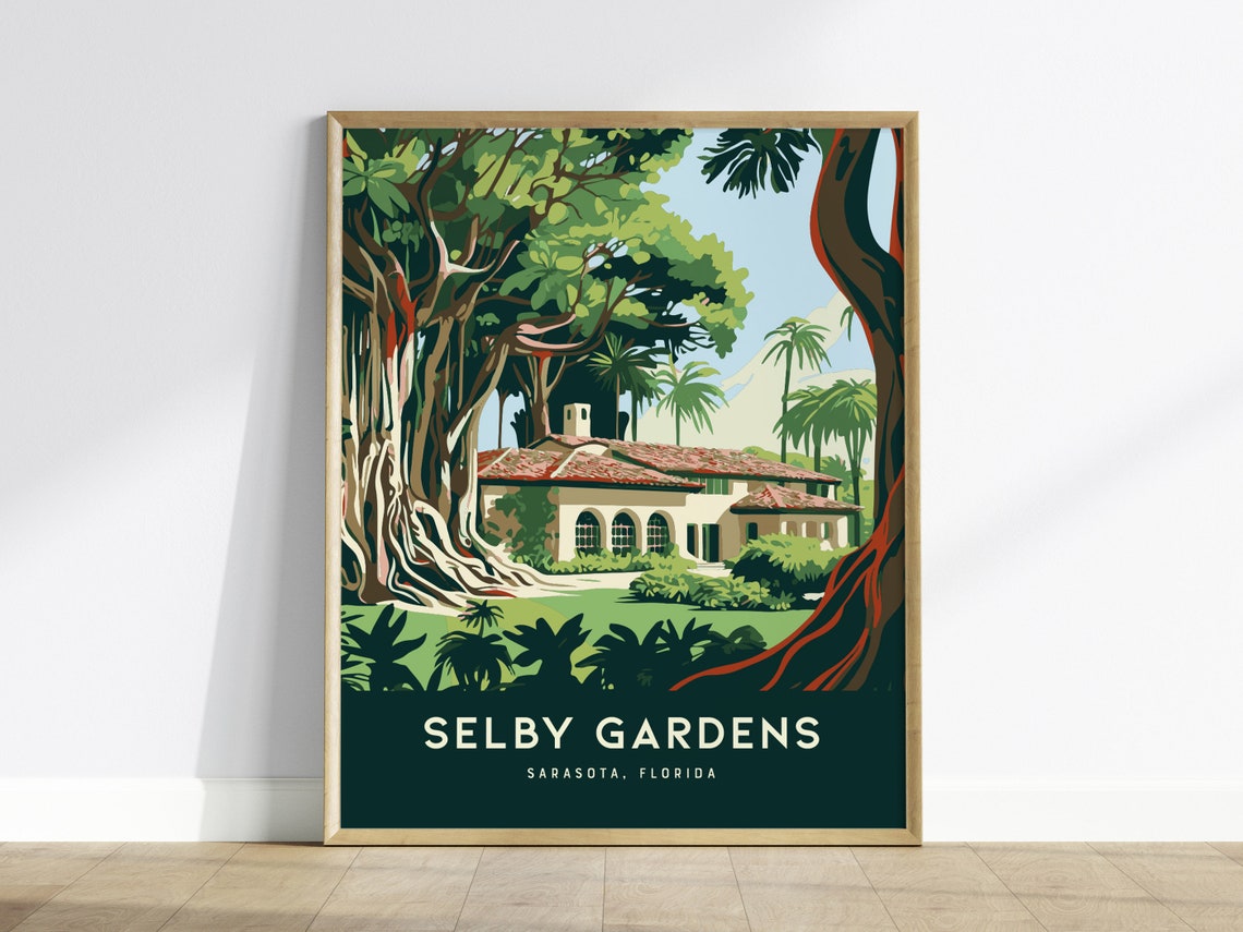 Selby Gardens Sarasota Florida Framed Poster Botanical Travel Print