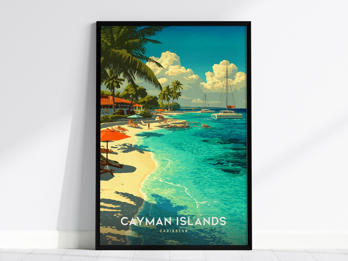 Cayman Islands Beach Art Print, Tropical Seascape