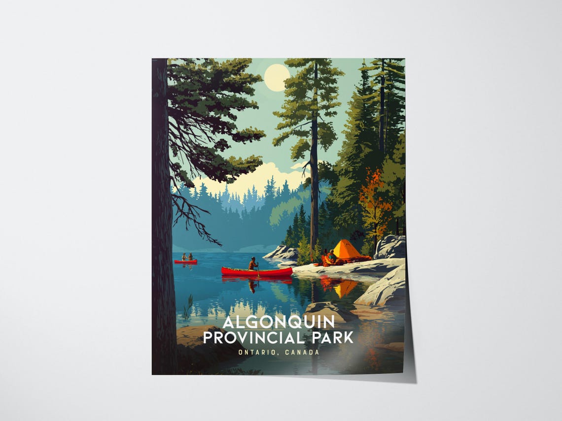 Algonquin Provincial Park Ontario Canoe Lake Pines Canada Poster