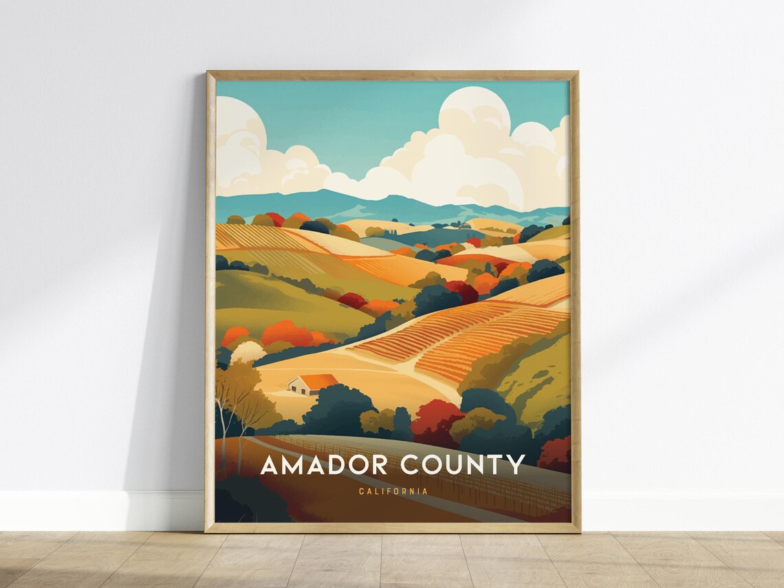 Amador County Vineyards, Wine Country Landscape Art Print