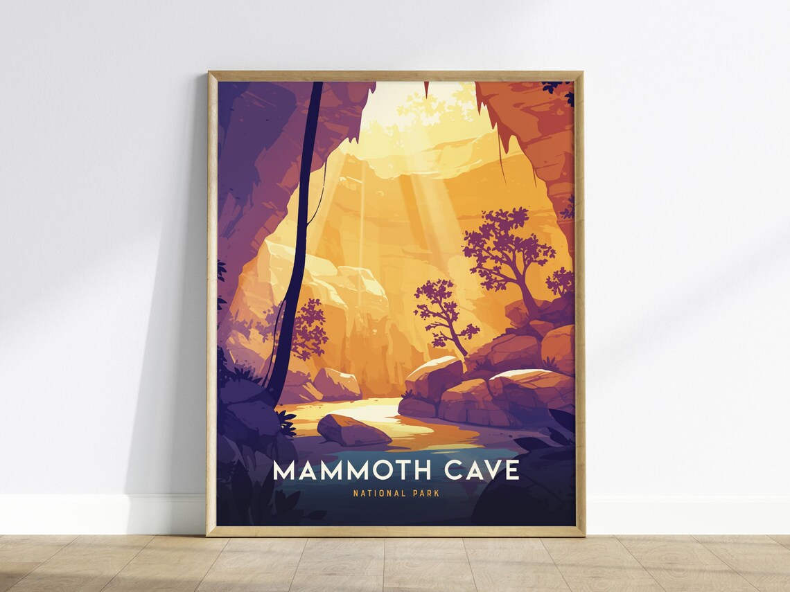 Mammoth Cave National Park Golden Cavern Vintage Travel Poster