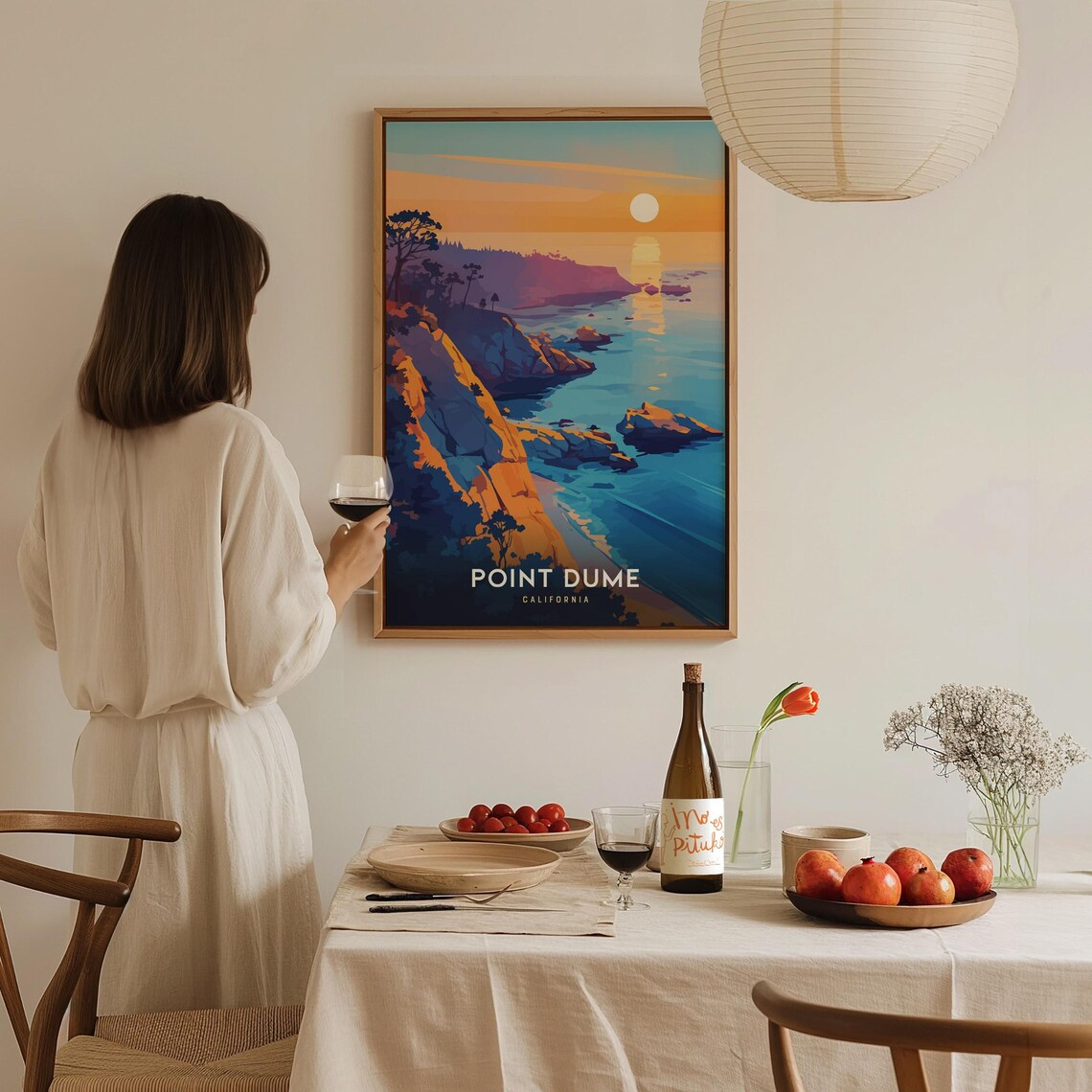Point Dume California Sunset Cliffs Ocean View Vintage Travel Poster - Image 2