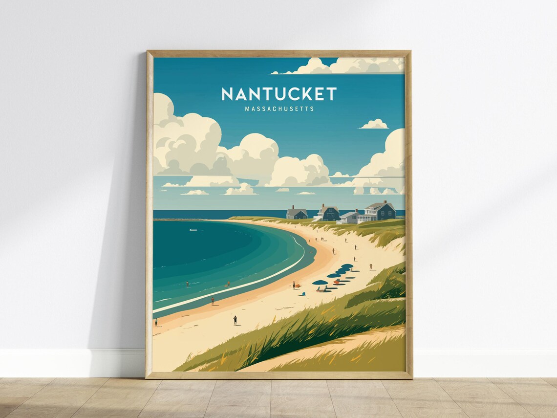 Nantucket Coastal Scenery Art Print, Massachusetts Island