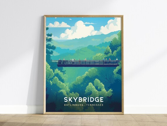 Gatlinburg Skybridge Smoky Mountains Tennessee Travel Poster
