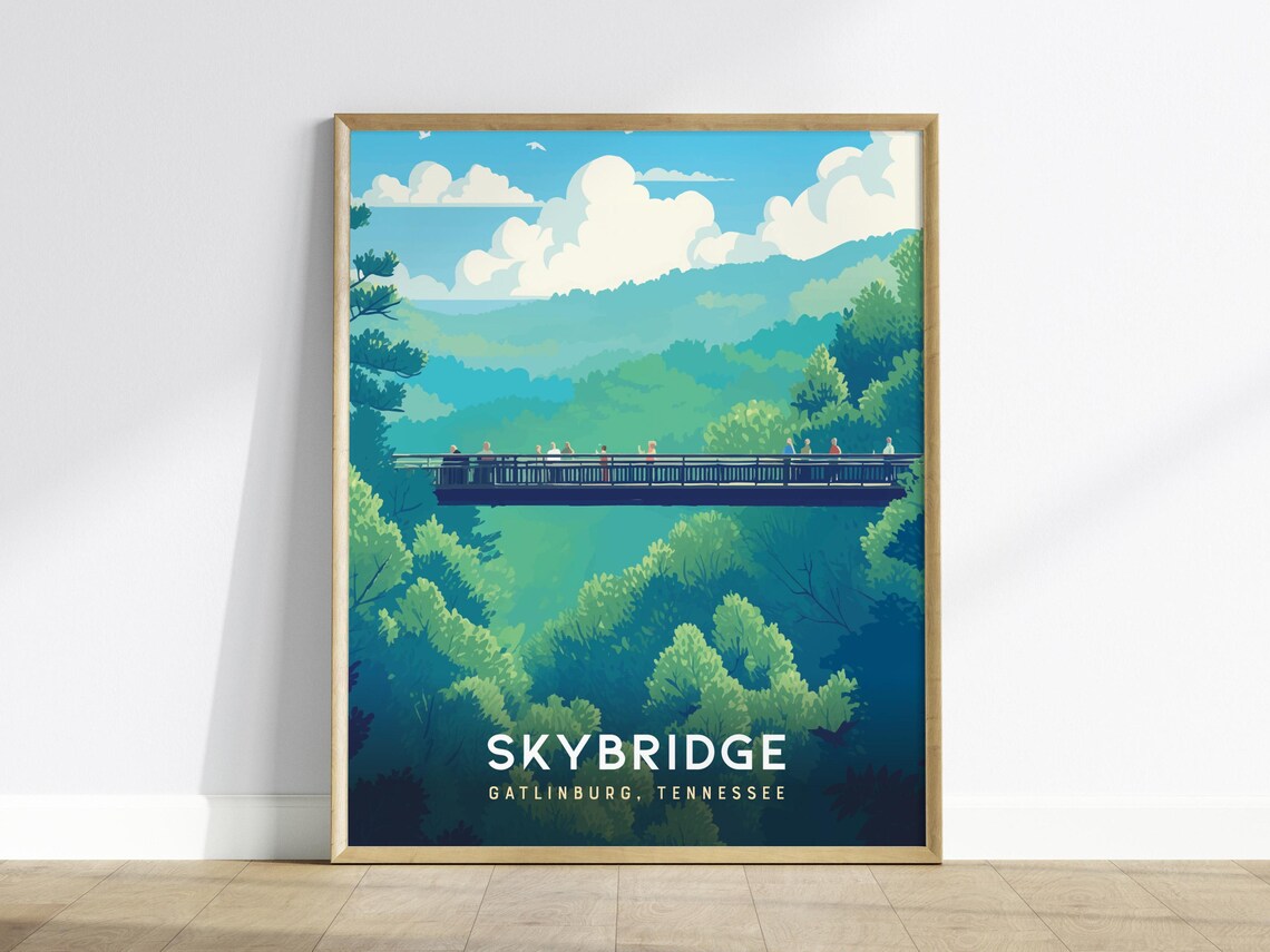 Gatlinburg Skybridge Smoky Mountains Tennessee Travel Poster