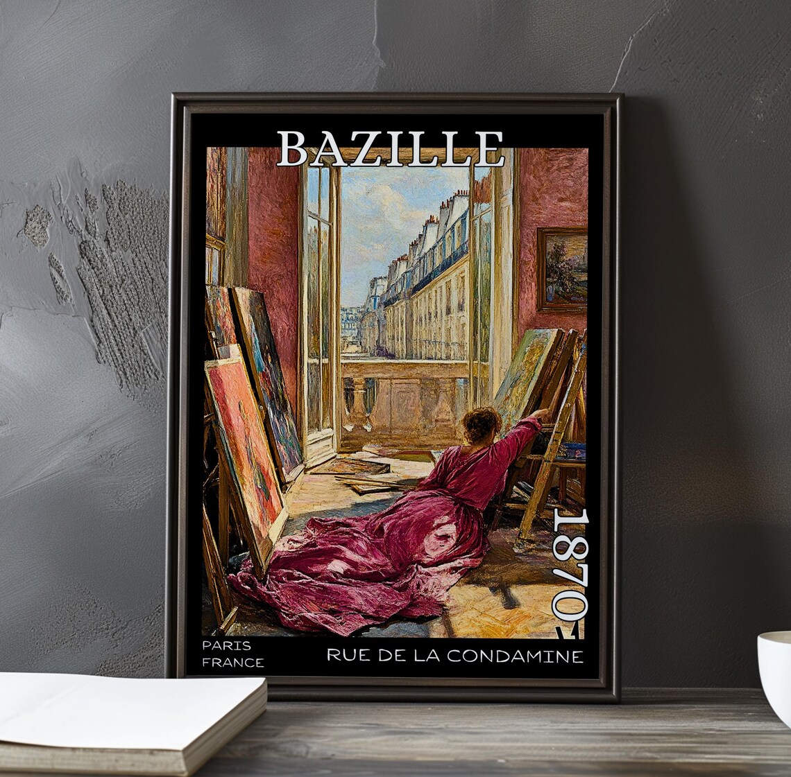 Bazille Rue de la Condamine 1870 Woman in Red Painting at Easel Poster
