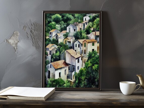 Village Houses With Ochre Roofs Among Green Trees Cezanne Art Poster