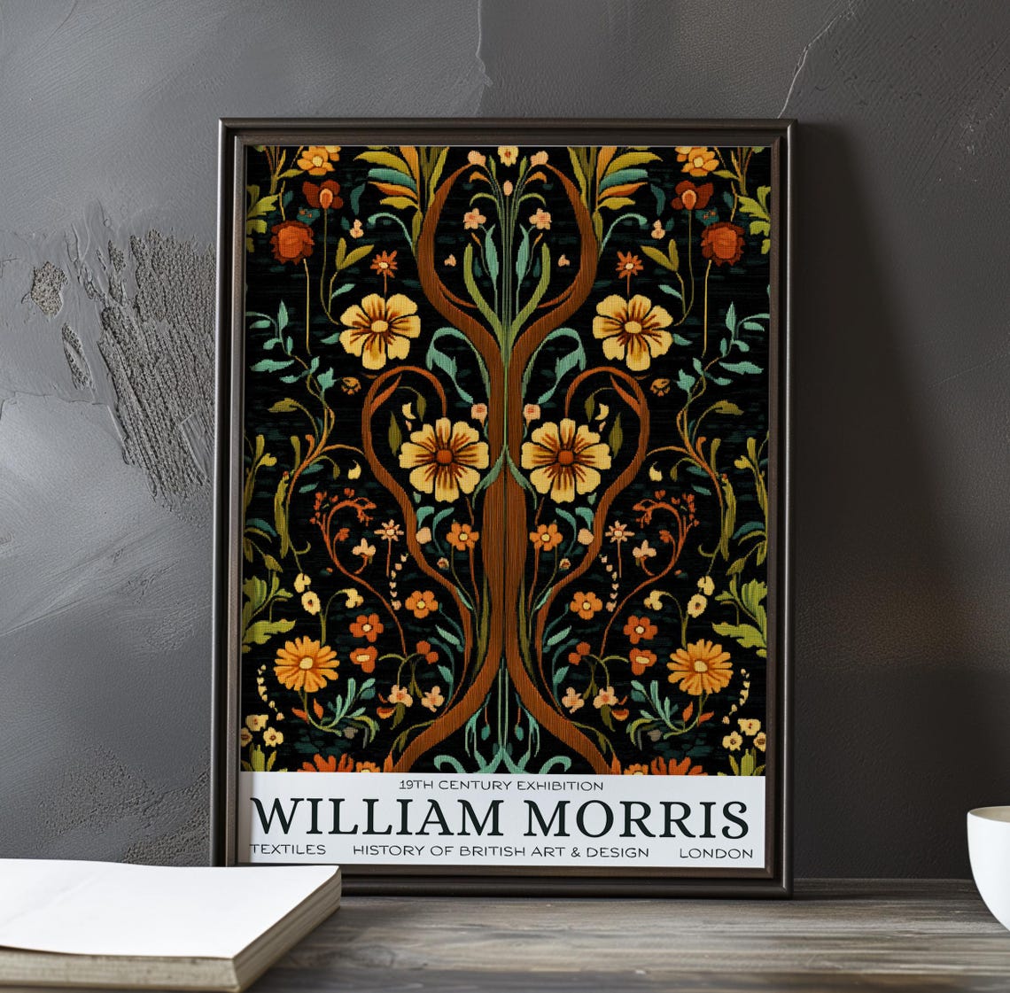 William Morris Midnight Floral Garden Textile Exhibition Poster