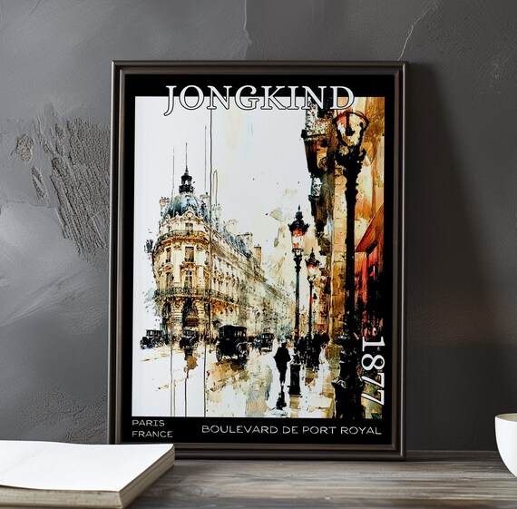 Jongkind 1877 Paris Corner Building in Watercolor Style Poster
